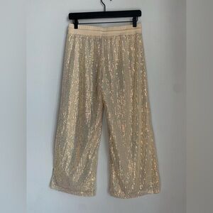 Gorgeous Iridescent Sequin Pants Wide Leg Relaxed Fit Cropped Style Size Medium